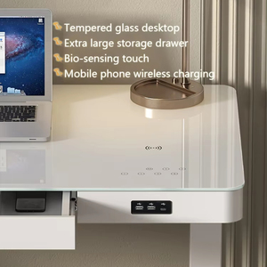 Mới Trong Kho Hiện Đại Chiều Cao Có Thể Điều Chỉnh Điện Đứng Bàn Với Glass Top Và Ngăn Kéo Sạc Cổng Nhà Văn Phòng Ngồi Đứng Bàn - Product Image 5