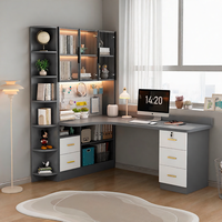 Bureau d'ordinateur personnalisable en taille et couleur, durable et écologique, avec étagère, bibliothèque et tiroirs, mobilier gain de place pour le bureau à domicile