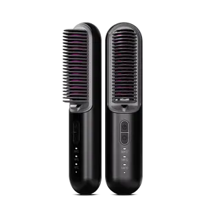 Groothandel Draagbare Negatieve Ion Draadloze Haarverzorgingsproducten Mini Haarstyling Producten Verwarming Kam Stijltang