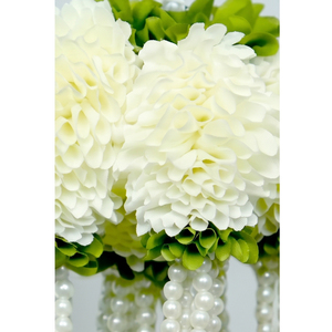 Guirlande florale artificielle blanche avec perles suspendues, collier décoratif pour mariage, festival, temple, décoration d'événements - Product Image 2