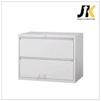 Archivador Lateral de Acero Blanco de 2 Cajones, Archivador Horizontal Metálico con Cerradura para Almacenamiento de Documentos de Oficina
