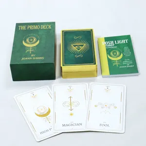 Customized Print Primo Luxury Posh Light Oracle Tarot Cards Deck Printed Gold Foil High Priestess Cartas De Tarot With Guidebook