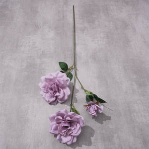 Bouquet de roses artificielles Laifei en soie, 2 fleurs, 1 bourgeon, pour mariage, décoration intérieure, art floral, fleurs en plastique - Product Image 5