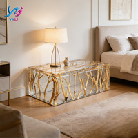 Meubles de salon modernes, convertibles, réglables en hauteur, en résine époxy transparente, durable et écologique, avec des cristaux de platine YMJ