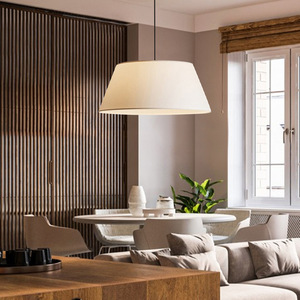 Luminaire suspendu en tissu de style japonais Wabi Sabi, rond, blanc, E27 LED, pour restaurant, bureau, chambre, salon, salon de thé, inspiration zen - Product Image 3