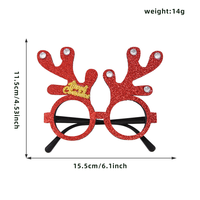 Lunettes de fête de Noël à paillettes rouges en forme de bois de renne, accessoire photo classique pour Noël, monture fantaisie en forme de cornes d'élk, très vendues
