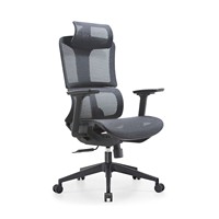 Chaise de bureau ergonomique moderne en maille avec appui-tête réglable, support lombaire, accoudoirs 3D fixes, siège respirant et base en aluminium pour ordinateur
