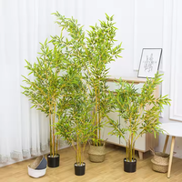 2025 penjualan terlaris hijau Anti UV sentuhan nyata tanaman hijau buatan tanaman Bonsai bambu buatan untuk dekorasi ruangan dalam ruangan
