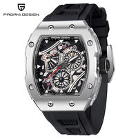 Montre à quartz squelette moderne de luxe AGANI DESIGN YS012 pour homme, verre saphir, boîtier en acier inoxydable, montre sport