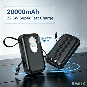 แบตสำรอง 20000 มิลลิแอมป์ชั่วโมง ชาร์จเร็วสุด 22.5 วัตต์ สายชาร์จ <span class=keywords><strong>3</strong></span> เส้น (Type-C USB) <span class=keywords><strong>3</strong></span> พอร์ต หน้าจอ LED แสดงผลแบบดิจิตอล ชาร์จอุปกรณ์ได้ 5 เครื่อง - Product Image 6