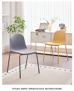 Chaise de bureau moderne en plastique au design <span class=keywords><strong>scandinave</strong></span> tabouret à dossier léger maquillage pour la maison meubles de cuisine en PP pieds en fer 1 - Product Image 3
