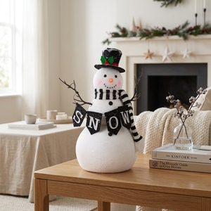 Muñeco de Nieve Clásico con Sombrero de Copa Negro y Bandera de Nieve para Decoración de Bienvenida en Invierno, Venta al por Mayor - Product Image 2