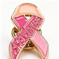Broche en métal émaillé en forme de ruban rose pour la sensibilisation au cancer du sein, avec bordure dorée, symbole de soutien, badge de forme irrégulière pour vêtements