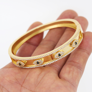 Bracelet en laiton plaqué or pour femmes, bijou fantaisie, en cristal, mauvais yeux, vente en gros, <span class=keywords><strong>2022</strong></span> - Product Image 1