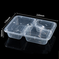 Offre Spéciale jetable en plastique noir blanc micro-ondes 3 compartiments Bento déjeuner pâtes collations fast-food emballage boîte conteneur