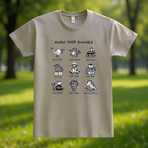 T-shirt Know Your Animals, maglietta grafica unisex per adulti, divertente design con espressioni idiomatrici sugli animali - Product Image 3