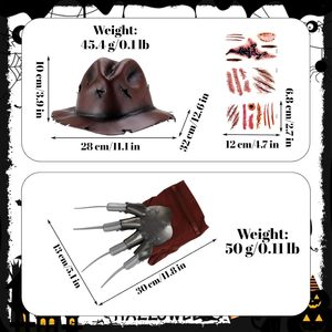 YUIQPKJX Vestido de suéter a rayas para mujer, disfraz de Halloween de Freddy, sombrero, guantes, accesorios, accesorios de cosplay - Product Image 4