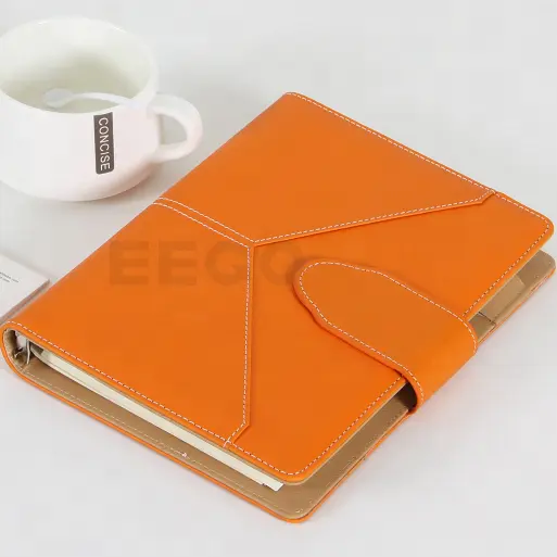 Luxus Leder Agenda Veranstalter a4 a5 Binder Tagebuch benutzer definierte ring gebundene Pu Notebook mit magnetischer quadratischer Schnalle