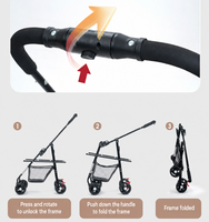 Poussette pliable pour animaux de compagnie avec sac de transport amovible, pliage à un bouton, rotation à 360° °   Poussette pour chien et chat avec roues pivotantes, fabricant OEM sur mesure