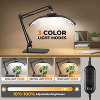 Lampada da Tavolo a Mezzaluna con Braccio Regolabile, Luce LED 24W con Base e Morsetto per Manicure, Extension Ciglia, Tatuaggi, Lavori di Bellezza