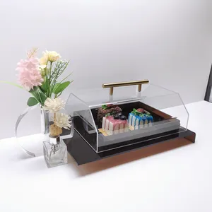 Customized Luxury Brown Blue Acrylic Tray Clear Acrylic Tray With Insert Acrylic Flower Vase For Serving