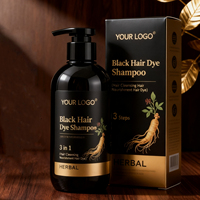 Champú para Teñir el Cabello 3 en 1 Gatase, Color Negro, Instantáneo, Duradero, a Base de Plantas Naturales, para Hombres y Mujeres