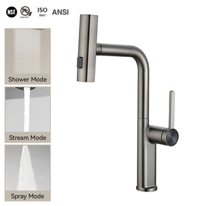 Robinet de cuisine à levier unique, sans plomb, NSF 61, tête de pulvérisation à 3 fonctions, pluie, robinet mélangeur rétractable en zinc pas cher, un trou - Product Image 2