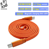 Cable de Datos Magnético Trenzado Tipo C de 1M 2M 60W 3A, Cable de Carga Rápida Tipo C a Tipo C, Cable de Carga PD 3.1, Cable USB C