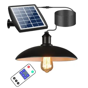 Solar Pendant Light Dimmable Lighting IP65 Solar Pool Fence Lights with Remote Control 2 LED Colors Different Mode Waterproof