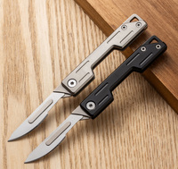 MINI couteau de poche #24 10 pièces lame remplaçable manche en acier inoxydable utilitaire Edc porte-clés couteaux Compact Slim Unboxing couteau