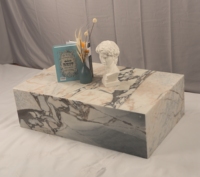 Meubles nordiques modernes en pierre naturelle pour le salon, socle en marbre Calacatta avec base en pierre bleue et galaxie, socle en marbre, table basse