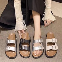 Sandales décontractées d'été pour femmes en PVC à double boucle réglable, semelle épaisse confortable, idéales pour la plage et l'extérieur – Commande en gros