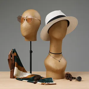 高品质女性假发人体模特头胸围复古牛皮纸木制精品头像人体模特围巾项链帽