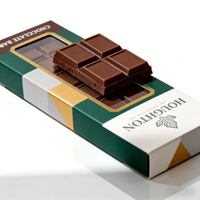 Boîte d'emballage de barre chocolatée en matériaux recyclés écologiques de qualité supérieure, finition mate, estampage à chaud argenté, revêtement UV, doublure en éponge