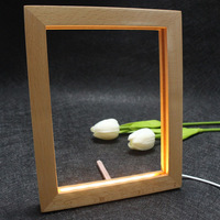 Illusion 3D Cadre en bois massif Lampe à lumière LED Cadre photo LED acrylique solide Base en bois