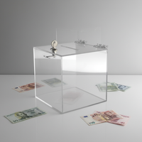 Boîte à dons en acrylique avec serrure et fente, boîte à suggestions transparente en acrylique, boîte de collecte d'argent sécurisée en acrylique pour événements de collectes de fonds
