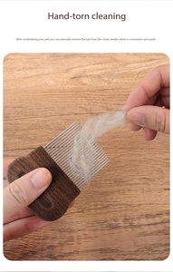 Peigne démêlant universel en bois <span class=keywords><strong>de</strong></span> <span class=keywords><strong>noyer</strong></span> pour animaux <span class=keywords><strong>de</strong></span> compagnie, à dents longues, pour chiens et chats, professionnel pour le toilettage et le nettoyage des animaux transfrontalier - Product Image 6