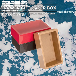 Empty Drawer Packaging Kraft Paper/White/<b>Black</b>+Transparent PVC Stamping Recyclable Customizable Cosmetic <b>Box</b> Cloth Socks Tea - Product Image 2