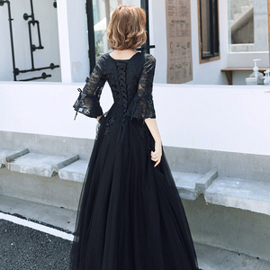 เดรสลูกไม้สำหรับงานเลี้ยงตอนเย็นสำหรับสาวอวบใหญ่อวบยาวถึงพื้น100% โพลีเอสเตอร์100.00กก. - Product Image 4