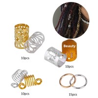 Anneaux et pinces pour extensions capillaires FUJIA, 90 pièces, décoratifs pour dreadlocks, en métal OMBRE FH-214, accessoires capillaires fabriqués à Yiwu
