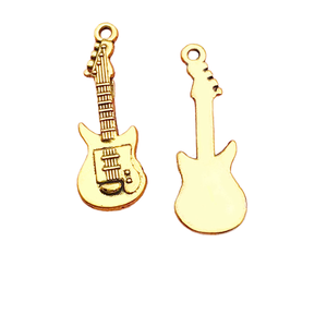 Breloques d'instruments de musique en alliage de zinc doré antique (Guitare/Violon/Batterie/Saxophone/Trompette) pour accessoires de bracelet/collier DIY - Product Image 5
