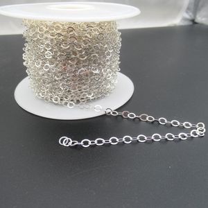 Cadena Redonda Brillante de Plata de Ley 925 <span class=keywords><strong>Giotto</strong></span> al por Mayor con Eslabones Redondos Planos para Accesorios de Collar DIY - Product Image 3