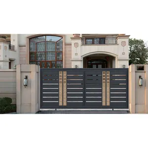 Modern Casting Aluminum Slat Fence Driveway Gate Library Security Gate Horizontal Sliding Entrance Main Gate Design