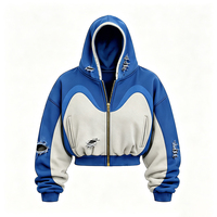 Fabricant d'ensembles de survêtements personnalisés pour hommes, streetwear, avec appliques abstraites et surpiqûres contrastées, ensembles de sweats à capuche streetwear