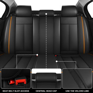 Fundas de Asiento de Coche Personalizadas de Lujo, Ventiladas, en Cuero Nappa Negro, Universales, Juego Completo, Diseño Impermeable - Product Image 3