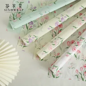 SINOWRAP New Arrival Flower Wrapping Paper Flower Pattern Printing Soft 28g MG Tissue Paper Eco-friendly Floral Florist Supplies