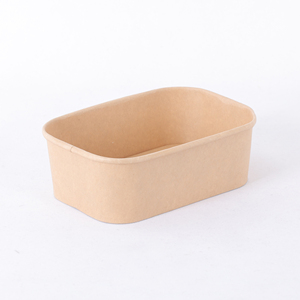Biodegradable Food Grade With Lids Square Disposable Food Packing Box Kraft Paper Salad Box