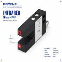 Capteur photoélectrique infrarouge de type fente DOMENZI GL10-P-V3, largeur de fente 10 mm, PNP, pour la détection en automatisation