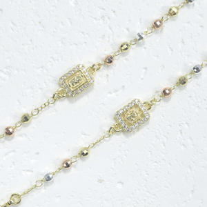 최신 종교 기독교 삼색 성 베네딕토 뉘르시아 조절 가능한 비즈 팔찌 14K 금도금 로사리오 팔찌 - Product Image 4