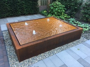 Modern <b>Large</b> Outdoor <b>Garden</b> Rectangle Metal <b>Feature</b> Corten Steel <b>Water</b> Fountain - Product Image 5